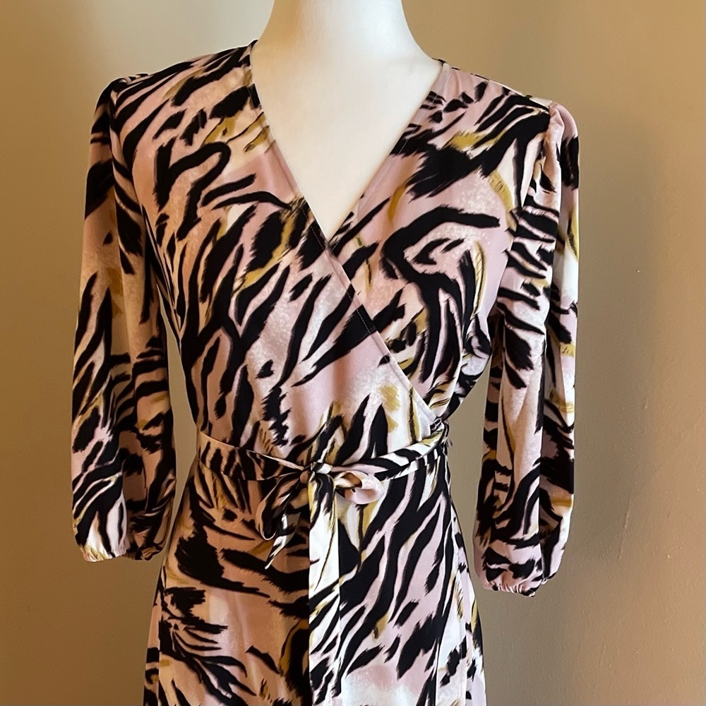 Bar III Zebra Print Maxi Wrap Dress - Picture 4 of 12